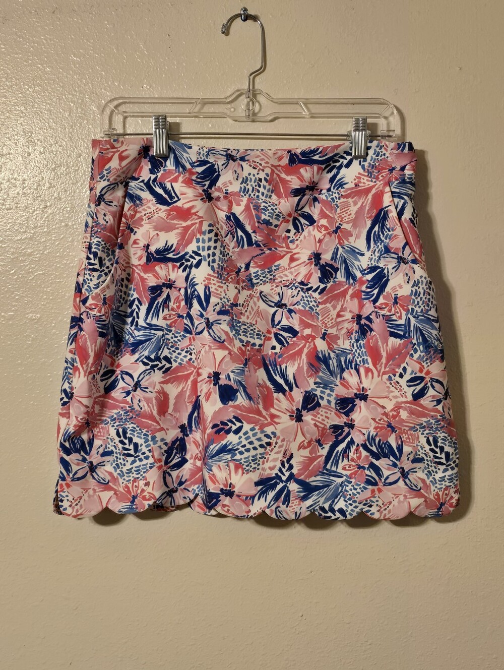 Stella Parker Golf Skort Size S Pink Blue Floral Scalloped